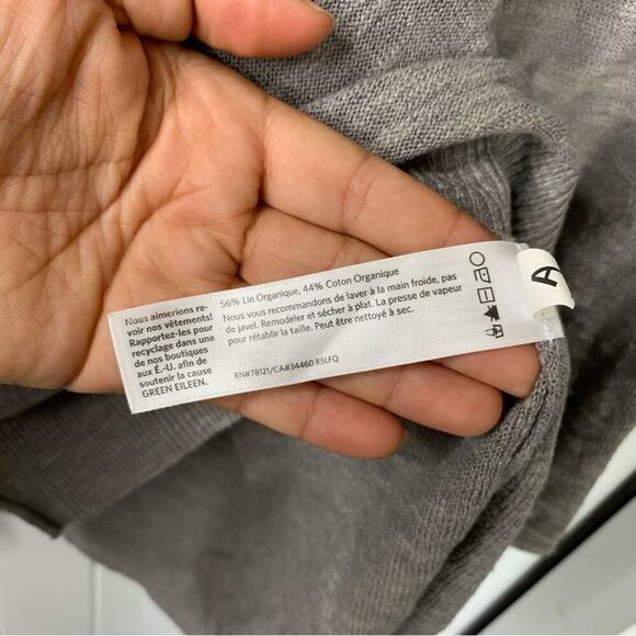 Eileen Fisher gray‎ organic linen cotton slub sweater large lagenlook minimalist - Picture 5 of 6